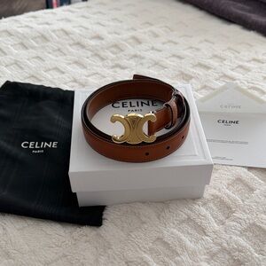 Celine Medium 25MM Triomphe Belt - Tan